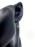 14K Yellow Gold 0.006cttw Inukshuk Dangle Earrings - 6mm x 25mm