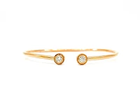 14K Rose Gold 0.24cttw Diamond Cuff Bangle, 6.5"