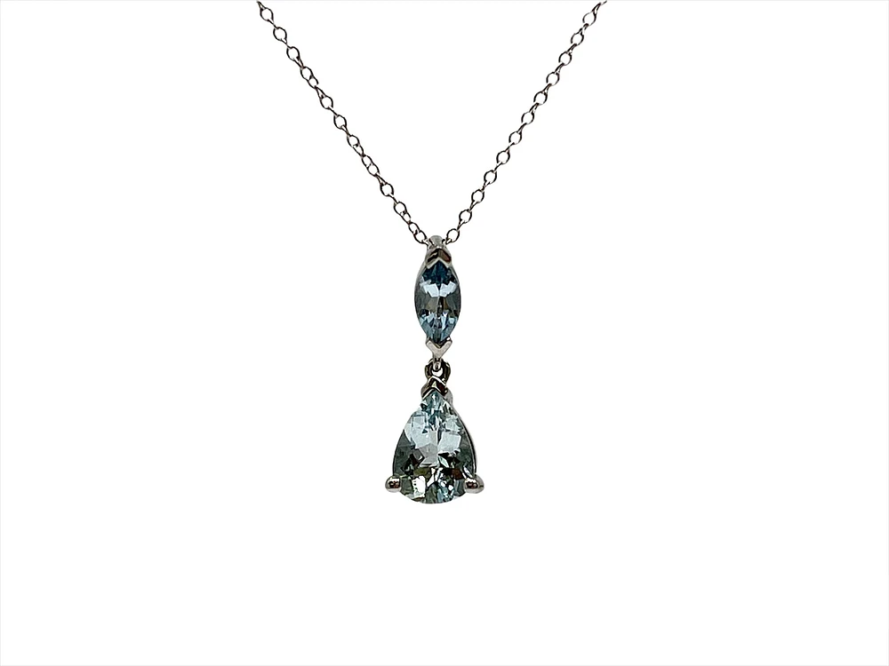 10K Gold 0.75cttw Genuine Aquamarine Pendant