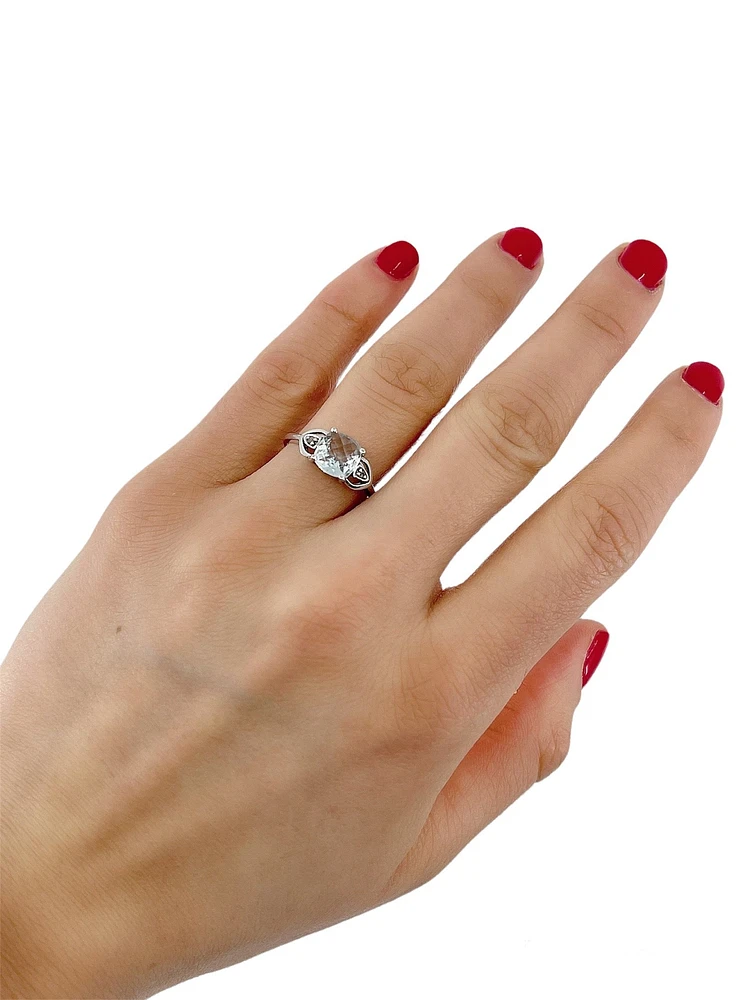 Genuine Aquamarine & Diamond Ring