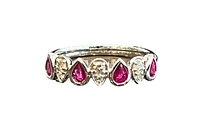 10K White Gold 0.70cttw Ruby and 0.14cttw Diamond Ring - Size 7