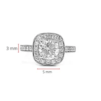 14K White Gold 1.66cttw Diamond Halo Engagement Ring, size 6