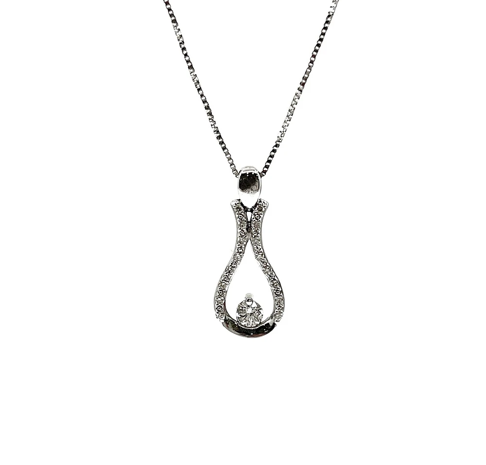 10K White Gold 0.20cttw Canadian Diamond Necklace, 18"