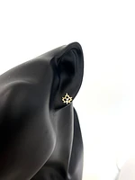14K Yellow Gold 0.06cttw Diamond Little Leaf Stud Earrings with Butterfly Backs