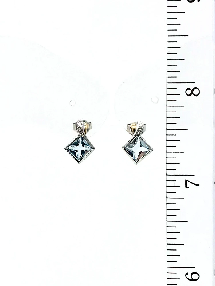 AQUAMARINE AND DIAMOND EARINGS
