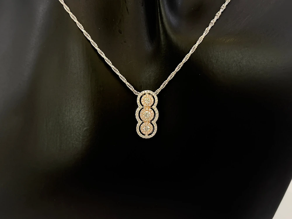 14K White & Rose Gold 0.43cttw Diamond Pendant, 18"