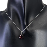 10K White Gold 2.95cttw Garnet Pendant with Rolo Chain - 18 Inches