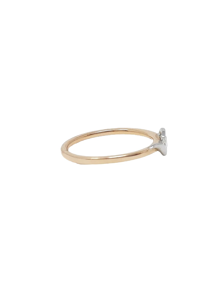 10K White & Rose Gold 0.20cttw Pear Cut Diamond Ring, size 6.5