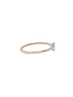 10K White & Rose Gold 0.20cttw Pear Cut Diamond Ring, size 6.5