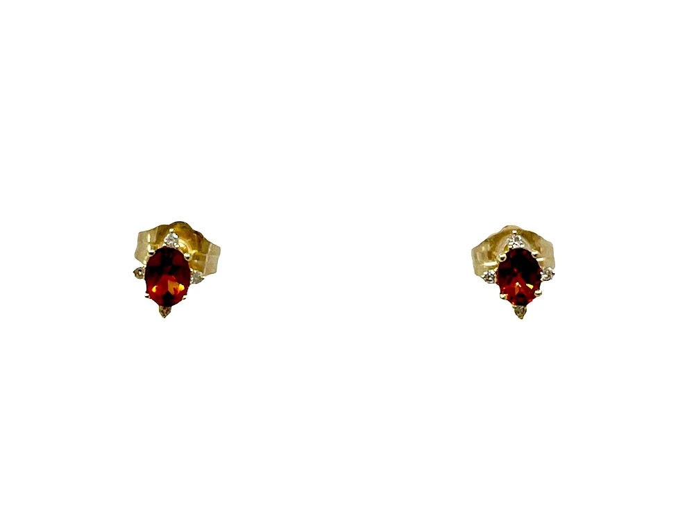 10K Yellow Gold 0.30cttw Citrine and 0.04cttw Diamond Halo Earrings