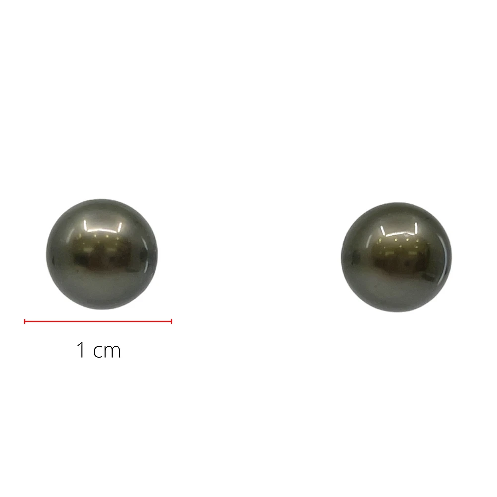 14K Yellow Gold 10mm Tahitian Pearl Stud Earrings with Butterfly Backs