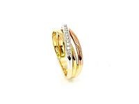 10K Tri - Tone White, Yellow & Rose Gold 0.15cttw Diamond Ring, size 6.5
