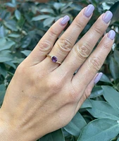 10K Yellow Gold Amethyst and Diamond Ring