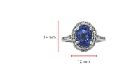 14K White Gold 2.50cttw Genuine Tanzanite and 0.40cttw Diamond Ring, size 6.5