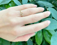 10K Yellow Gold 0.01cttw Diamond Double Heart Ring, size 6.5