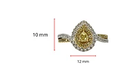 18K White & Yellow Gold 0.68Cttw Fancy Diamond Pear Cut Engagement Ring