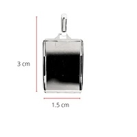 10K White Gold Engraveable Bevelled Edge Rectangular Charm - 20mm x 10mm