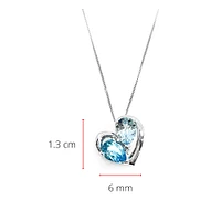 10K White Gold 7x5mm Blue Topaz, 7x5mm Aquamarine and 0.006cttw Diamond Pendant