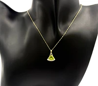 10K Yellow Gold 1.70cttw Peridot 6mm & 0.03cttw Diamond Pendant