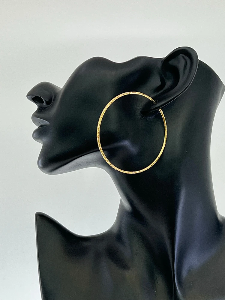 10K Gold 60mm Sleeper/Keeper/Hoop Earrings