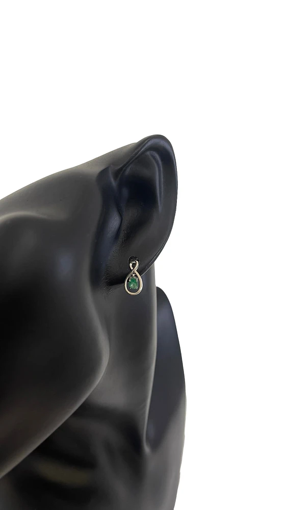 10K White Gold 0.40cttw Oval Cut Emerald Earrings