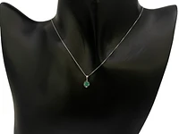10K White Gold Emerald Pendant, 18"