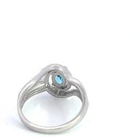 925 Sterling Silver Blue Topaz & Diamond Ring - 4.5