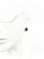 10K White Gold 0.60cttw Genuine Sapphire & 0.11cttw Diamond Pear Shaped Halo Earrings