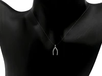 10K White Gold Cubic Zirconia Wishbone Charm - 15mm x 8mm