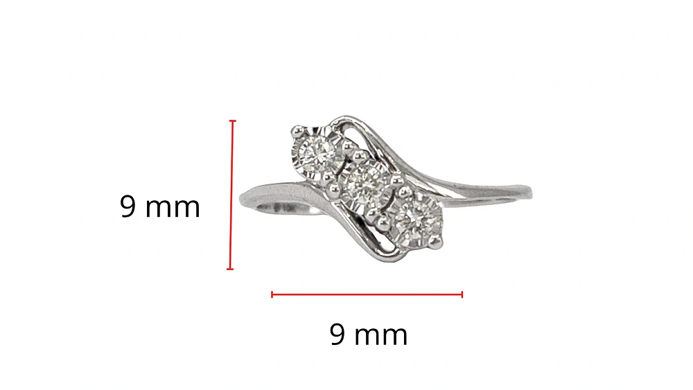 10K White Gold 0.15cttw Illusion Setting Diamond Ring - Size 6.5