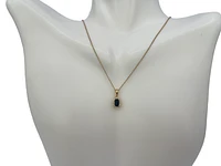 10K Yellow Gold 6x4mm Emerald Cut Sapphire and 0.04cttw Diamond Pendant, 18"