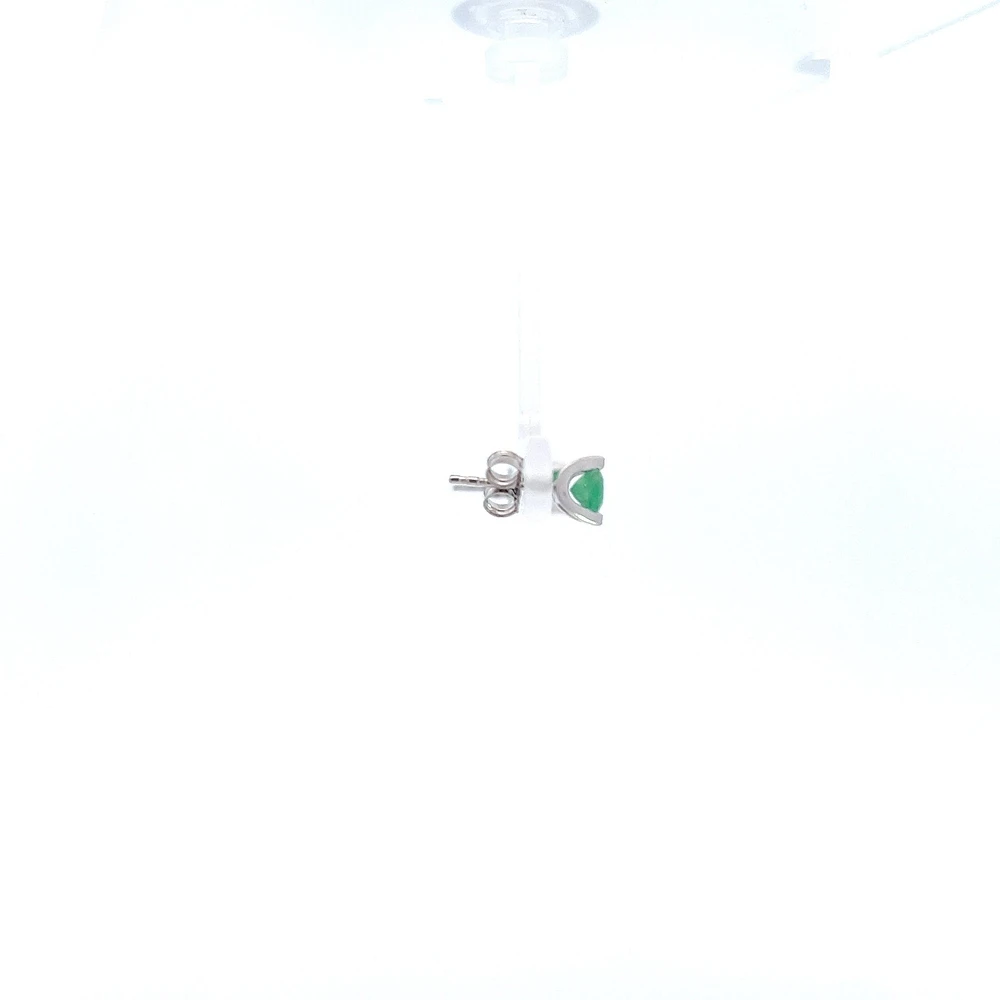 10K White Gold Genuine Emerald Earrings