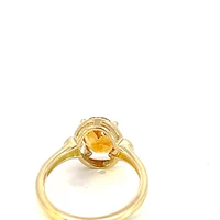 10K Yellow Gold  Citrine and Diamond Ring - Size 7