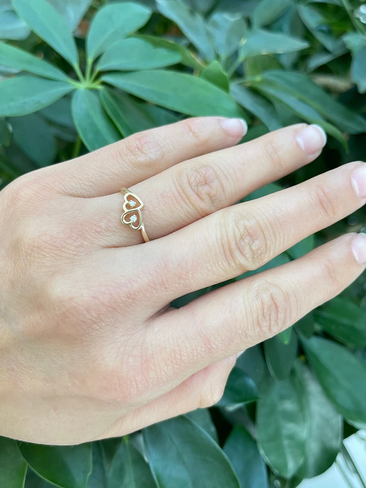 10k Yellow Gold 0.01cttw Round Cut Diamond Ring, 5.75