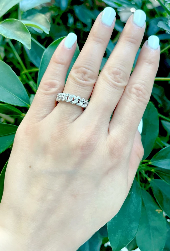 10K White Gold 0.50cttw Diamond Miami Cuban Link Ring / Band, size 6.5