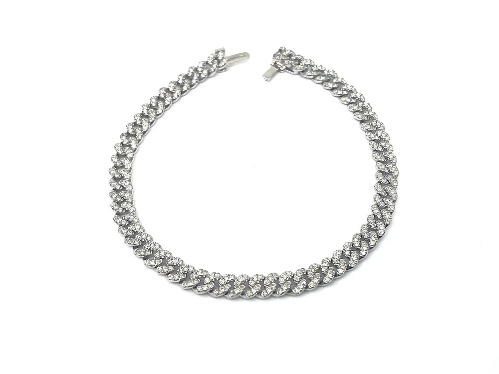 10K White Gold 2.00cttw Miami Cuban Link Tennis Bracelet - 7.25"