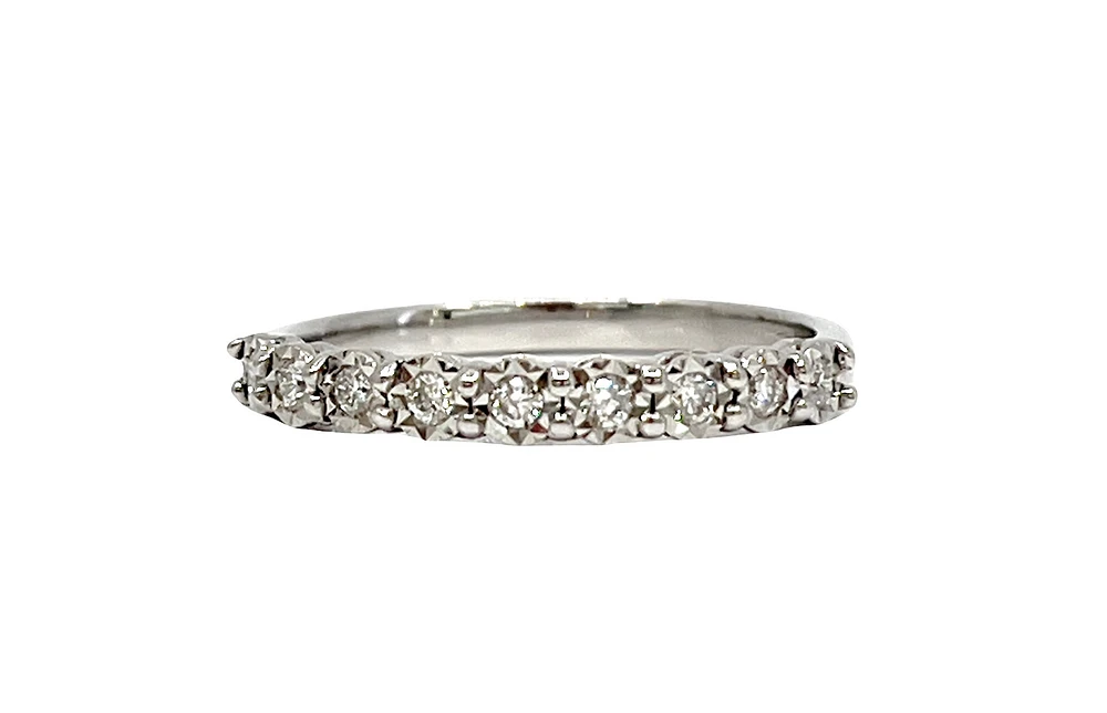 10K White Gold 0.15cttw Illusion Setting Diamond Ring, size 6.5