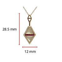 14K Rose Gold Ruby, Mother of Pearl and Diamond Necklace, 18"
