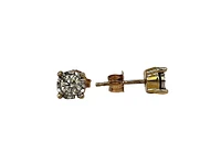 10K Two Toned Yellow and White Gold 0.50cttw Diamond Solitaire Illusion 4 Claw Setting Earrings - 5.5mm