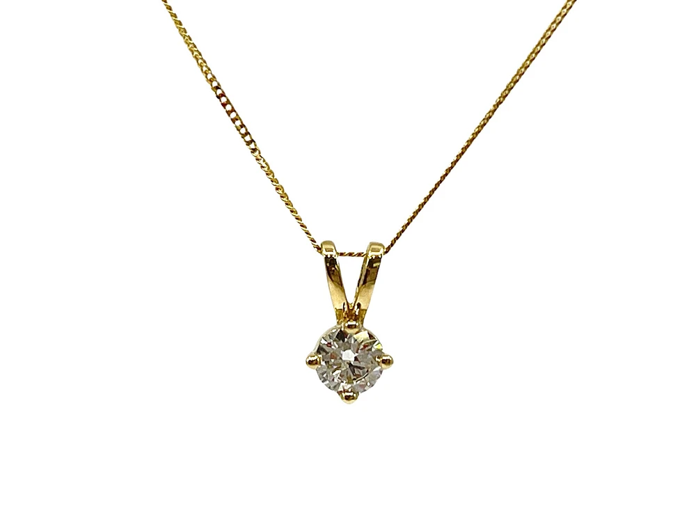 14K Yellow Gold 0.25cttw Diamond Solitaire Necklace - 18 Inches