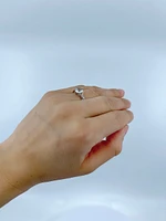 10K White and Yellow Gold Aquamarine Ring- Size 6.5