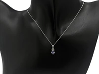10K White Gold 0.45cttw Genuine Tanzanite & 0.01cttw Diamond Pendant - 18"