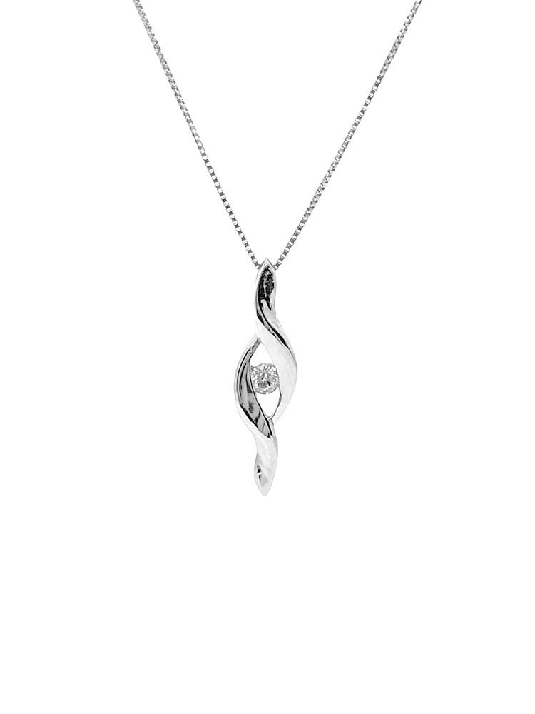 10K White Gold 0.05cttw Canadian Diamond Pendant, 18"