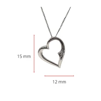 10K White Gold 0.01cttw Diamond Heart Necklace, 18"