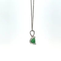 10K White Gold Emerald Pendant, 18"