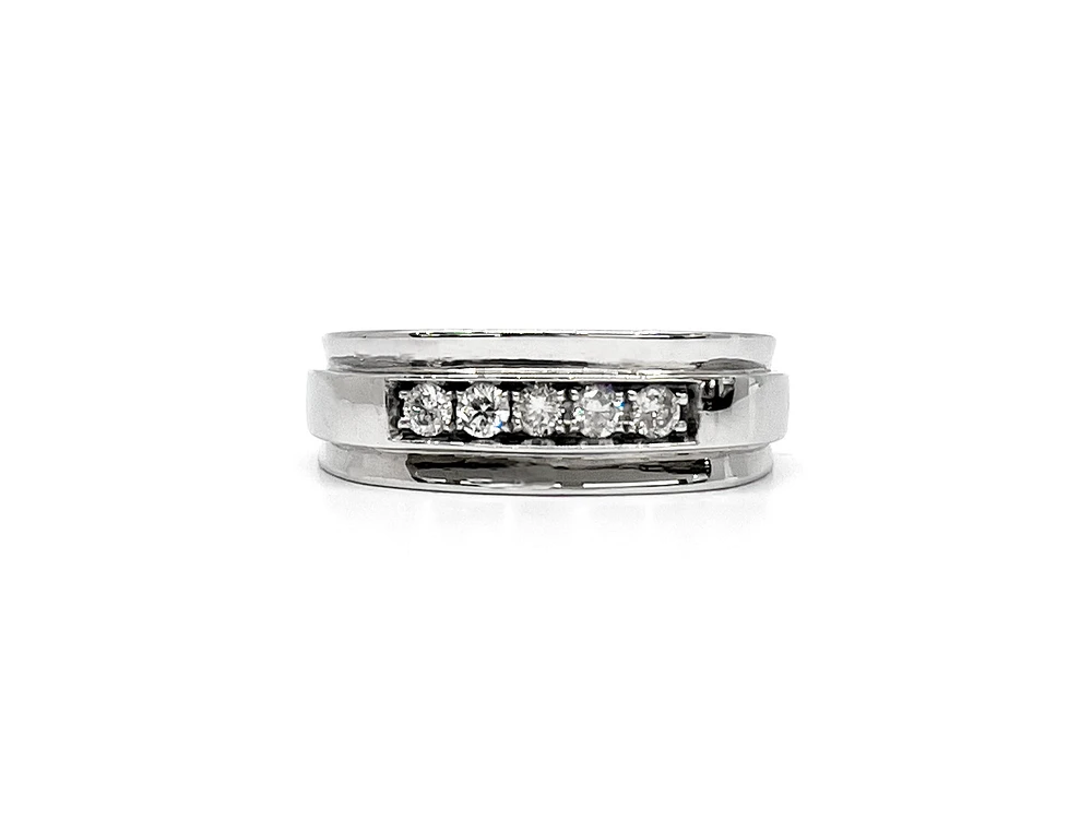 14K White Gold 0.30cttw Diamond Gents Ring, size 10