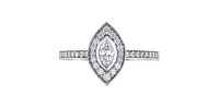 10K White Gold 0.18cttw Marquise Cut Diamond Halo Engagement Ring, size 6.5