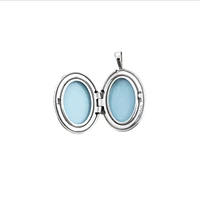 925 Sterling Silver Polished Front and Brushed Back Oval Locket - 20mm x 15mm