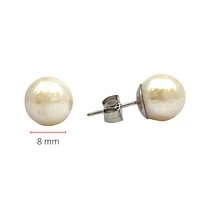 14K Gold 8-8.5mm Cultured Pearl Earrings with Butterfly Backs