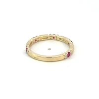 10K Yellow Gold Genuine Ruby & 0.13cttw Diamond Ring / Band, size 6.5
